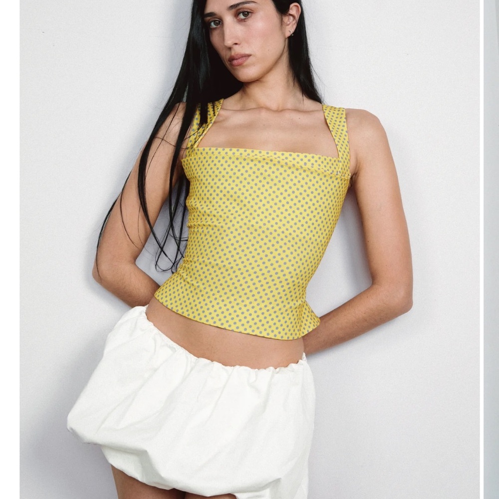 NWT Miaou Yellow Polka Dot Imogene Corset Top